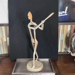 17” abstract baseball sculpture iron work with s silver white gold tone finish
